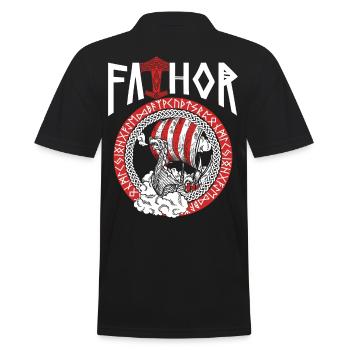 Viking Papa Vathor Bateau viking nordique - Polo Homme - noir - Dos - Kai (181cm)