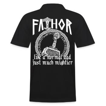 Wikinger Papa Vathor Mächtiger Hammer Mjölnir - Männer Poloshirt - Schwarz - Hinten - Kai (181cm)
