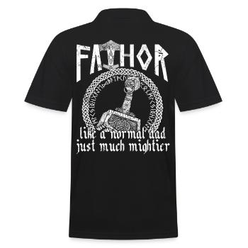 Wikinger Papa Vathor Mächtiges Spruch Design - Männer Poloshirt - Schwarz - Hinten - Kai (181cm)