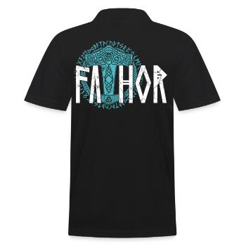 Wikinger Papa Vathor Stolzer Nordischer Vater - Männer Poloshirt - Schwarz - Hinten - Kai (181cm)