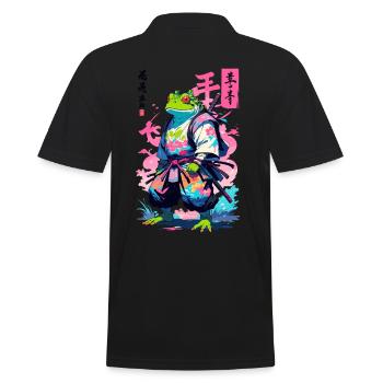 Samouraï Grenouille Esthétique Vaporwave Style Japon - Polo Homme - noir - Dos - Kai (181cm)