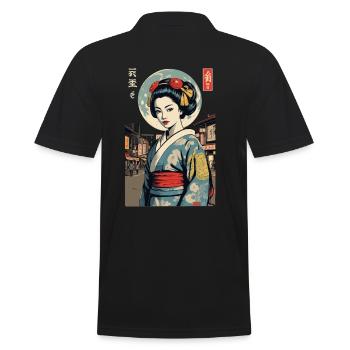 Kunoichi Ninja Geisha Samurai Kunst Anime - Männer Poloshirt - Schwarz - Hinten - Kai (181cm)