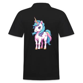 Einzigartiges Einhorn Design Pastell Farben - Männer Poloshirt - Schwarz - Hinten - Kai (181cm)