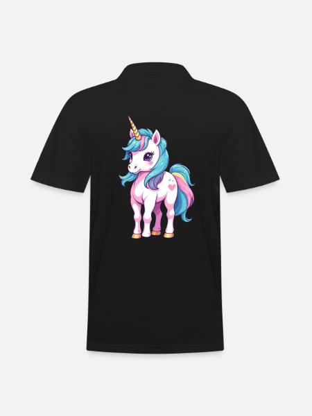 Diseño único de unicornio en colores pastel - Polo hombre - negro