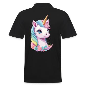 Pastell Farben Lustige Einhörner Einzigartig - Männer Poloshirt - Schwarz - Hinten - Kai (181cm)