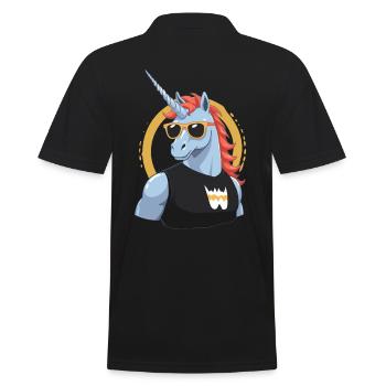 Papa Einhorn Lustiges Vatertag Design - Männer Poloshirt - Schwarz - Hinten - Kai (181cm)