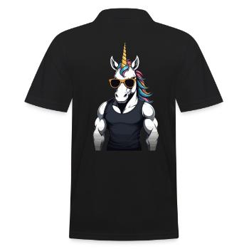 Papa Einhorn Lustiges Vatertag Design - Männer Poloshirt - Schwarz - Hinten - Kai (181cm)