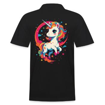 Amoureux de la licorne Couleurs vives Fantaisie - Polo Homme - noir - Dos - Kai (181cm)