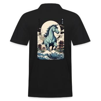 Japan Ukiyo-E Kunst Japanischer Vintage Stil - Männer Poloshirt - Schwarz - Hinten - Kai (181cm)