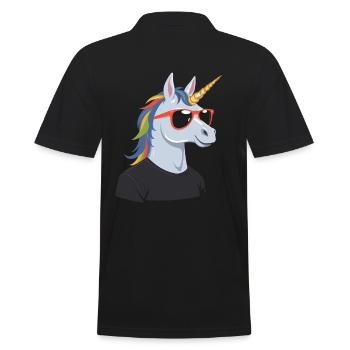 Papa Einhorn Lustiges Vatertag Design - Männer Poloshirt - Schwarz - Hinten - Kai (181cm)