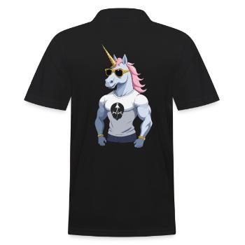 Papa Einhorn Lustiges Vatertag Design - Männer Poloshirt - Schwarz - Hinten - Kai (181cm)