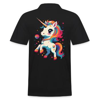 Funny Unicorns Great Fantasy Design - Men's Polo Shirt - black - Back - Kai (181cm)