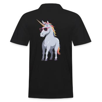 Papa Einhorn Lustiges Vatertag Design - Männer Poloshirt - Schwarz - Hinten - Kai (181cm)