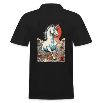 Japan Ukiyo-E Kunst Japanischer Vintage Stil - Männer Poloshirt - Schwarz - Hinten - Kai (181cm)