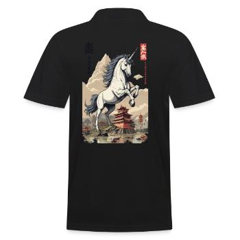 Japan Ukiyo-E Kunst Japanischer Vintage Stil - Männer Poloshirt - Schwarz - Hinten - Kai (181cm)