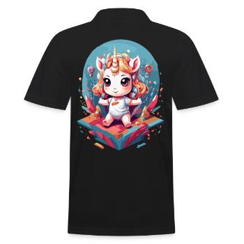 Design unique de licorne mignonne d’anniversaire - Polo Homme - noir - Dos - Kai (181cm)