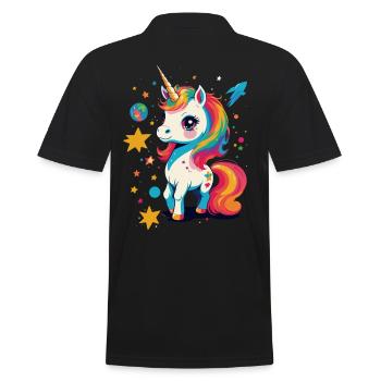 Unique Birthday Motif Unicorn Lover - Men's Polo Shirt - black - Back - Kai (181cm)