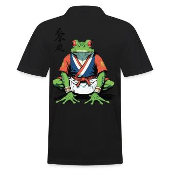 Samurai Frosch & Vintage Ukiyo-e Stil Design - Männer Poloshirt - Schwarz - Hinten - Kai (181cm)