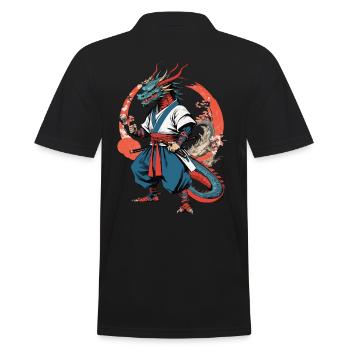 Samouraï Dragon Vintage Ukiyo-e Style Artwork - Polo Homme - noir - Dos - Kai (181cm)