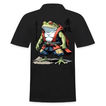 Samurai Frog Vintage Ukiyo-e Style Japan Art - Men's Polo Shirt - black - Back - Kai (181cm)