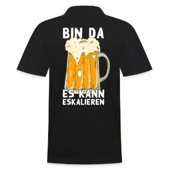 Es Kann Eskalieren Humorvolles Bier Trinken - Männer Poloshirt - Schwarz - Hinten - Kai (181cm)