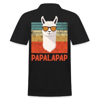 Lustiger Lama Papa Perfektes Vatertag Design - Männer Poloshirt - Schwarz - Hinten - Kai (181cm)