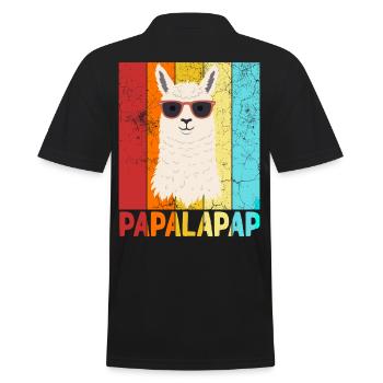 Funny Llama Dad Papalapap Perfect Father's Day - Men's Polo Shirt - black - Back - Kai (181cm)