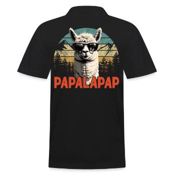 Funny Llama Dad Papalapap Perfect Father's Day - Men's Polo Shirt - black - Back - Kai (181cm)