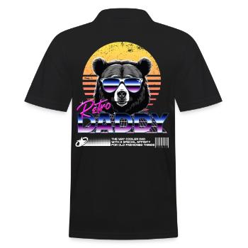 Retro Daddy Vintage Dad Perfect Father's Day Design - Men's Polo Shirt - black - Back - Kai (181cm)