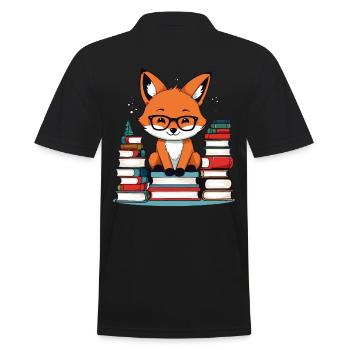 Renard mignon amoureux des livres avec des lunettes - Polo Homme - noir - Dos - Kai (181cm)