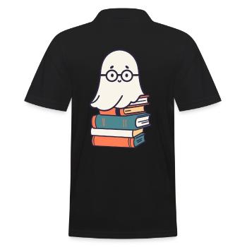 Reading Halloween Ghost Little Books Ghost - Men's Polo Shirt - black - Back - Kai (181cm)
