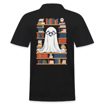 Lustiges Buchliebhaber Stil Halloween Gespenst - Männer Poloshirt - Schwarz - Hinten - Kai (181cm)
