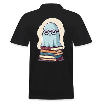 Lesendes Halloween Gespenst Buchliebhaber Stil - Männer Poloshirt - Schwarz - Hinten - Kai (181cm)