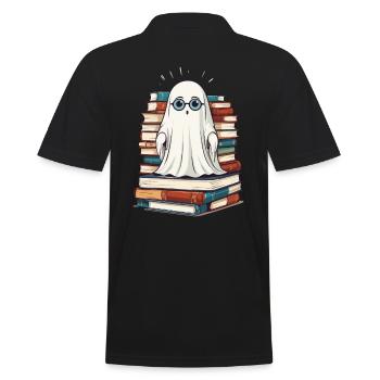 Lesendes Halloween Gespenst Kleiner Bücher Geist - Männer Poloshirt - Schwarz - Hinten - Kai (181cm)