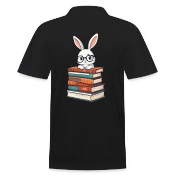 Lesender Hase Perfekter Bücherwurm Stil - Männer Poloshirt - Schwarz - Hinten - Kai (181cm)