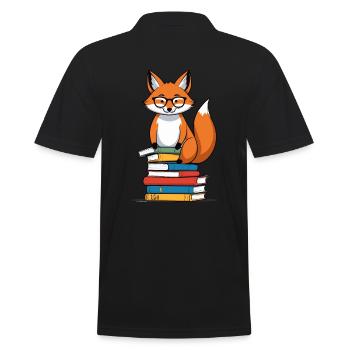 Cute Book Lover Funny Books Design - Men's Polo Shirt - black - Back - Kai (181cm)