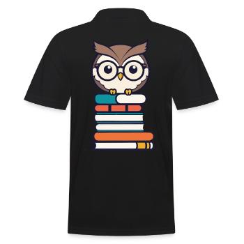 Bücher Eule Süße Buch Illustration Eulen Liebhaber - Männer Poloshirt - Schwarz - Hinten - Kai (181cm)