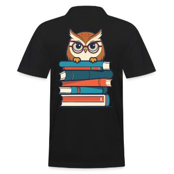Bücher Eule Süße Buch Illustration Eulen Liebhaber - Männer Poloshirt - Schwarz - Hinten - Kai (181cm)