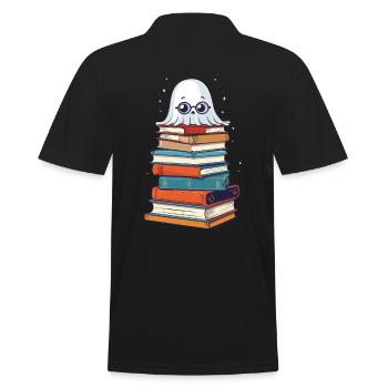 Lustiger Buch Liebhaber Lesendes Halloween - Männer Poloshirt - Schwarz - Hinten - Kai (181cm)