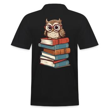 Books Owl for owl lovers and bookworms - Men's Polo Shirt - black - Back - Kai (181cm)