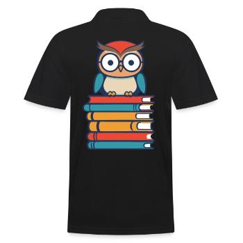 Books Owl Cute Bookworm Bookworm Bookworm - Men's Polo Shirt - black - Back - Kai (181cm)