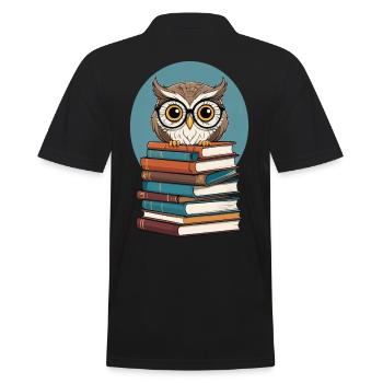 Süße Buch Illustration Eule Bücherliebhaber - Männer Poloshirt - Schwarz - Hinten - Kai (181cm)