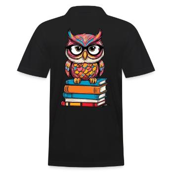 Books Owl for owl lovers and bookworms - Men's Polo Shirt - black - Back - Kai (181cm)
