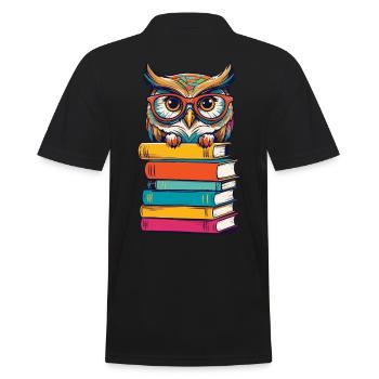 Livres Hibou Mignon Livre Illustration Littérature - Polo Homme - noir - Dos - Kai (181cm)