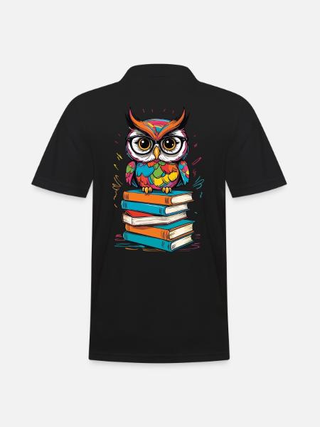 Livres hibou hibou amant mignon livre illustration - Polo Homme - noir
