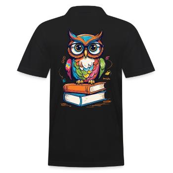 Mignon Livre Illustration Hiboux Amoureux - Polo Homme - noir - Dos - Kai (181cm)