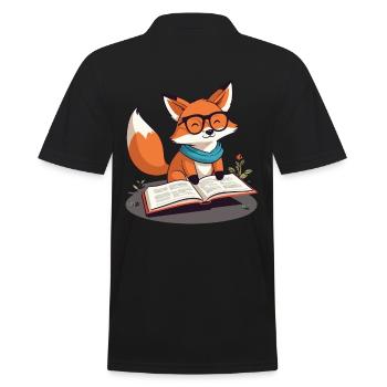 Renard mignon amoureux des livres avec des lunettes - Polo Homme - noir - Dos - Kai (181cm)