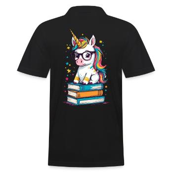 Einhorn Fantasie Geschichten Süßer Einhorn - Männer Poloshirt - Schwarz - Hinten - Kai (181cm)
