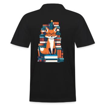 Niedlicher Buch Liebhaber Lustiger Bücherwurm - Männer Poloshirt - Schwarz - Hinten - Kai (181cm)