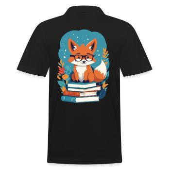 Niedlicher Buch Liebhaber Lustiger Bücherwurm - Männer Poloshirt - Schwarz - Hinten - Kai (181cm)